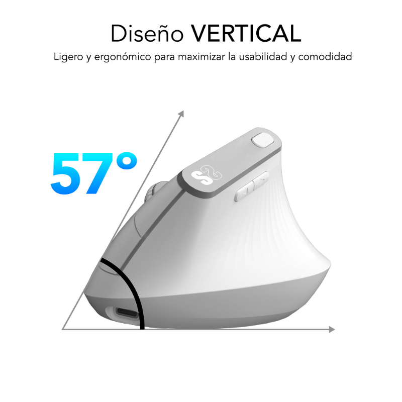 RATON OPTICO DUAL NATURE VERTICAL ERGO DUAL BATERIA BLANCO SUBBLIM