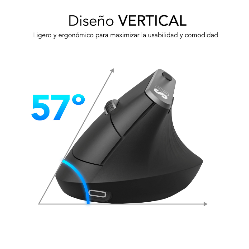 RATON OPTICO DUAL NATURE VERTICAL ERGO DUAL BATERIA NEGRO SUBBLIM