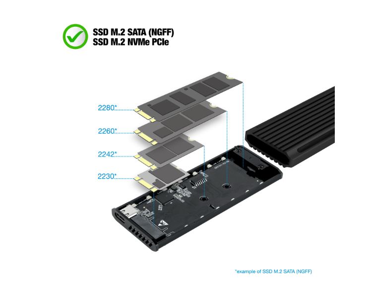 CAJA EXTERNA SSD NGFF/NVMe SHINOBI USB3.1 GEN2 USB-C RGB NEGRO TOOQ
