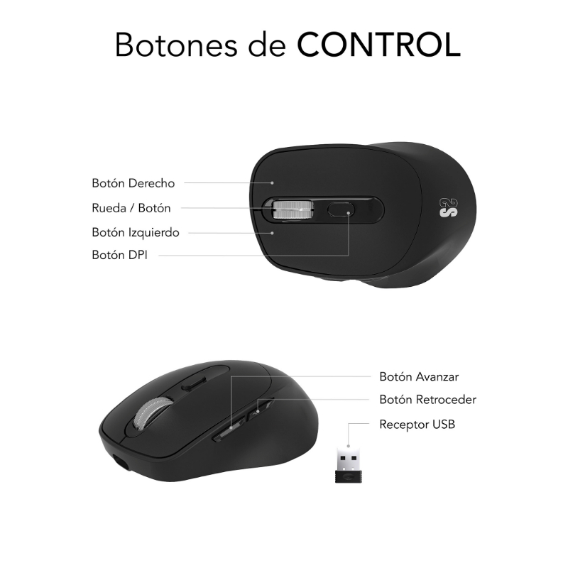 RATON OPTICO DUAL COMFORT ERGO DUAL BATERIA NEGRO SUBBLIM