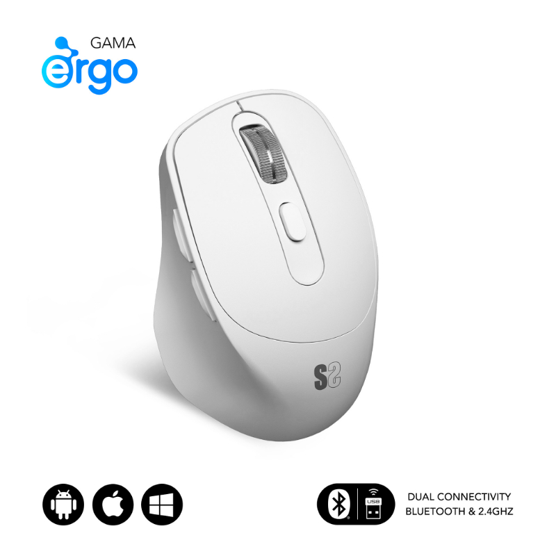 RATON OPTICO DUAL COMFORT ERGO DUAL BATERIA BLANCO SUBBLIM