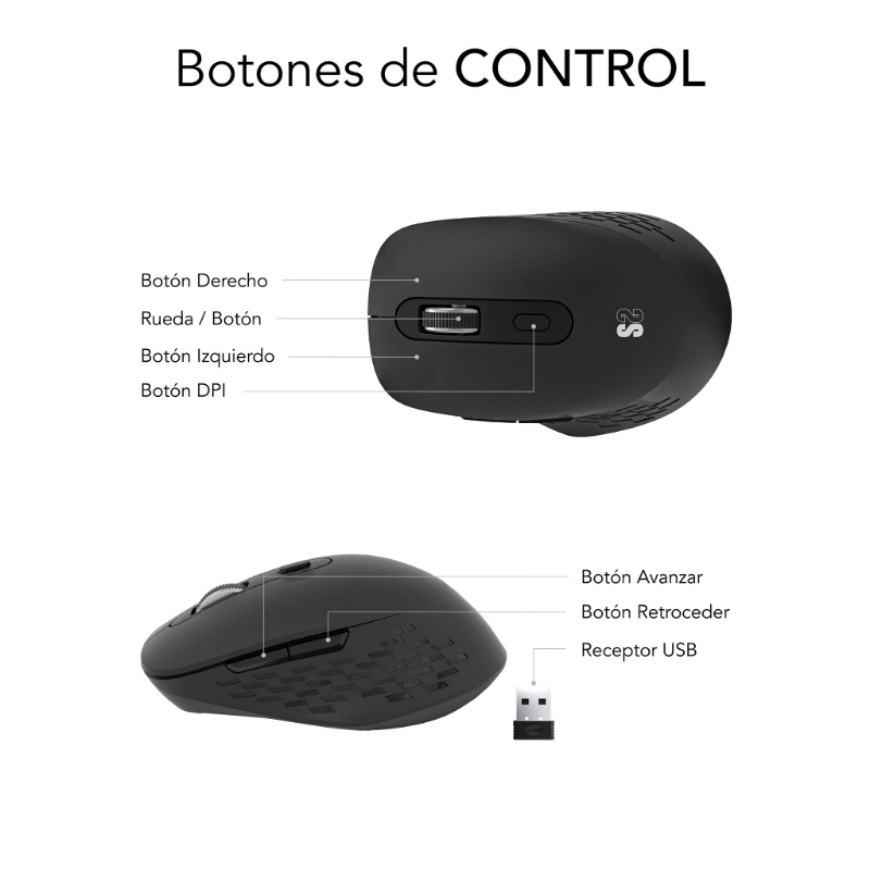 RATON OPTICO DUAL CURVE ERGO DUAL BATERIA NEGRO SUBBLIM