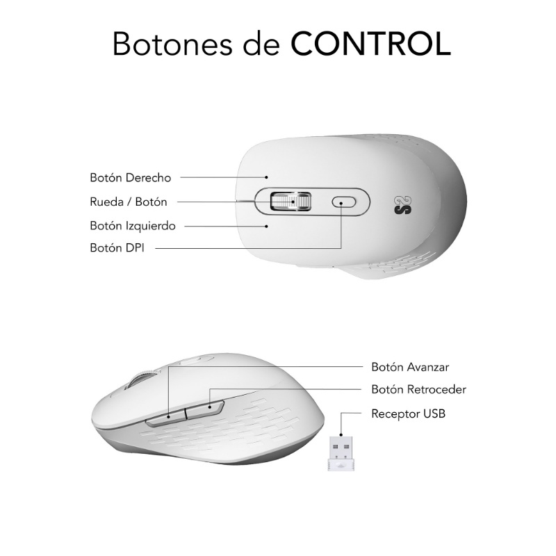 RATON OPTICO DUAL CURVE ERGO DUAL BATERIA BLANCO SUBBLIM