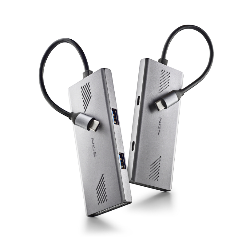 HUB 4 PUERTOS USB-C WONDERDUO-C GRIS NGS