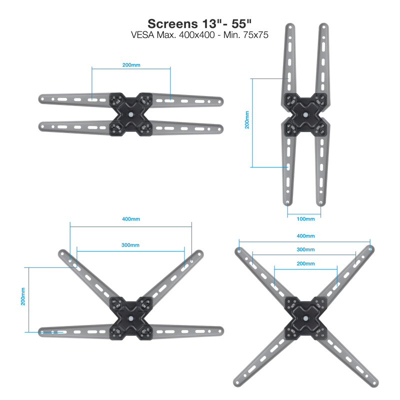 SOPORTE PARED 13"-55" GIRO/INCLINABLE LP1355TN-B TOOQ