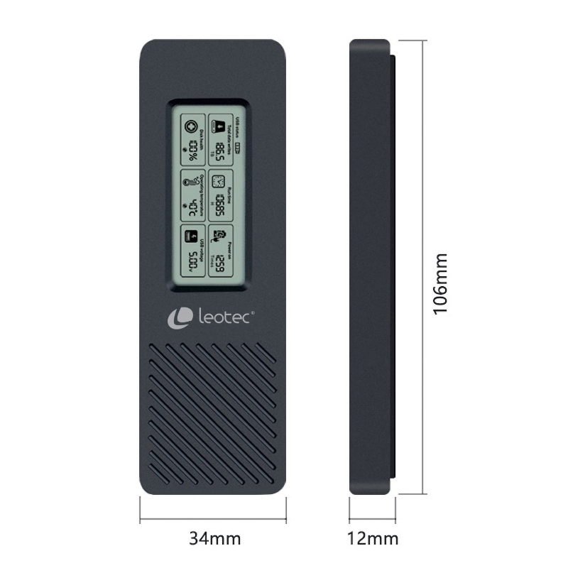 CAJA EXTERNA SSD M.2 NVMe CON PANTALLA LCD NEGRO LEOTEC