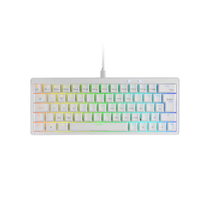 TECLADO MECANICO MKMINIPRO LINEAR LUBRICATED SWITCHES RGB BLANCO MARS GAMING